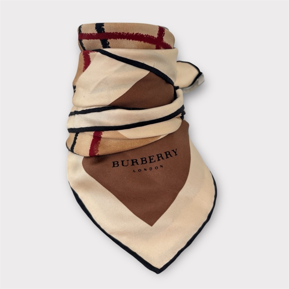 BURBERRY Vintage Silk Check Scarf 22” Square Nova Check Logo - Picture 11 of 13